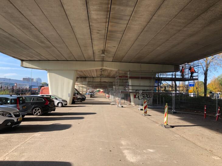 Figuur 3: Een van de steunpunten, voorafgaand aan het aanbrengen van de externe voorspanning